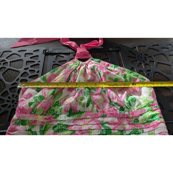 Lilly Pulitzer Vintage Floral Dress Size 4 Silk Cotton Halter Midi Feminine - Picture 7 of 9
